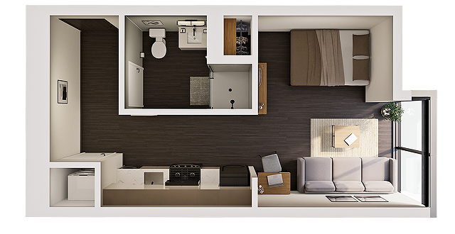 Studio B Penthouse 3D Floor Plan Image
