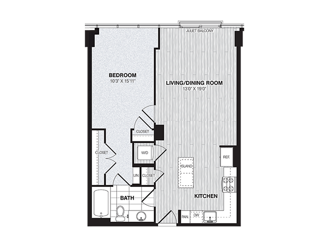A2 | 1 bed 1 bath | from 765 square feet