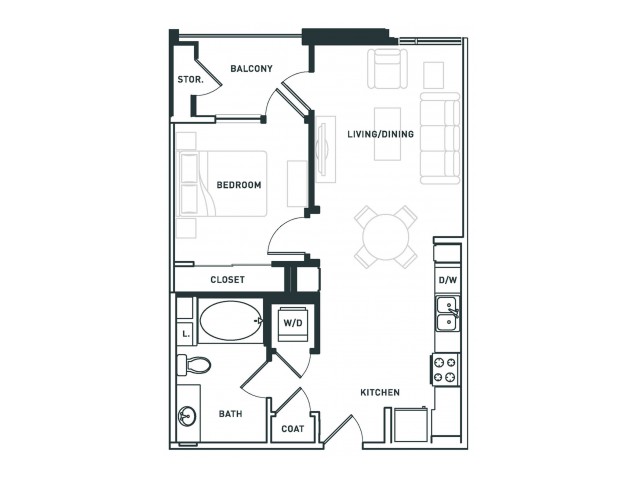 A2 | 1 bed 1 bath | from 650 square feet