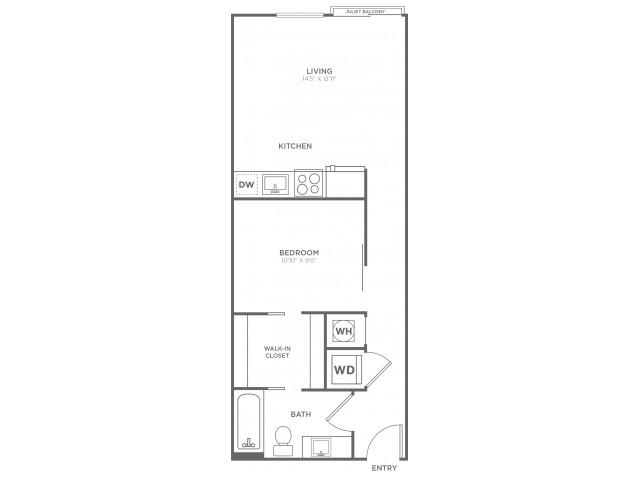 A6 | 1 bed 1 bath | from 587 square feet