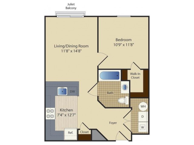 1 Bed A4 | 1 bed 1 bath | from 624 square feet