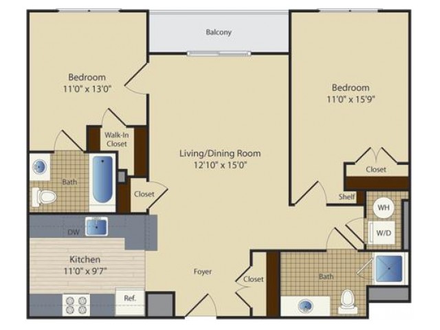 2 Bed A2 | 2 bed 2 bath | from 946 square feet