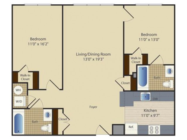 2 Bed A4 | 2 bed 2 bath | from 1024 square feet