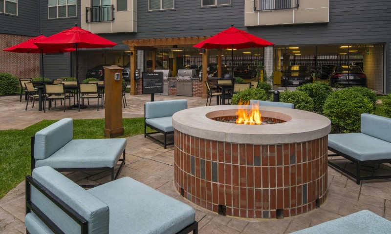 Fire pit in courtyard