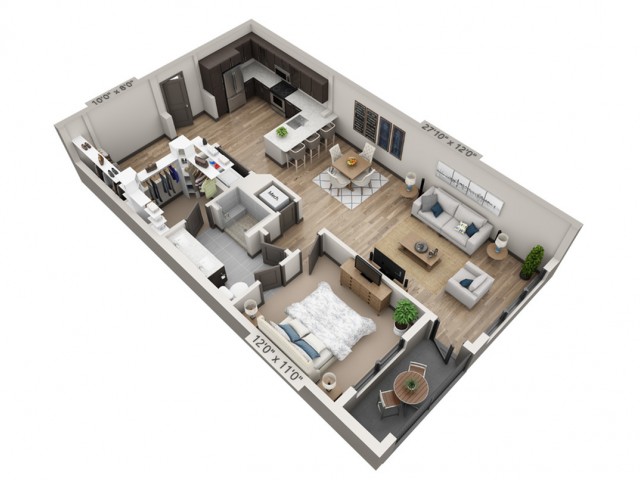 A3 | 1 bed 1 bath | from 972 square feet