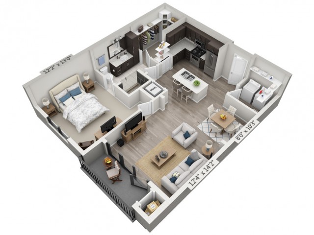 A2 | 1 bed 1 bath | from 842 square feet