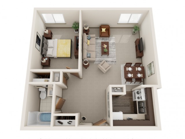 1 Bedroom Floor Plan | St. Louis Apartments | Del Coronado