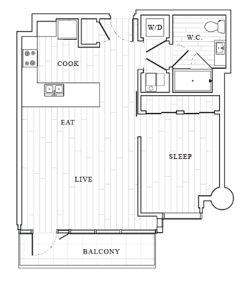 1 Bedroom Floor Plan | Tower at OPOP Apartments | Apartments in St. Louis MO 05