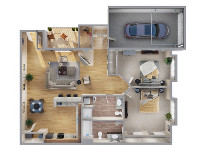 2 Bedroom Renovated Floor Plan | Apartments In Aurora Colorado