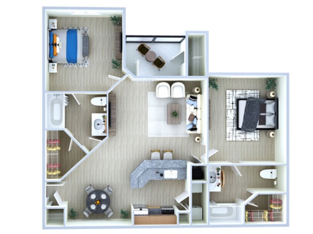 Two Bedroom Floor Plan | Apartments Southwest Houston TX | Advenir at The Med Center