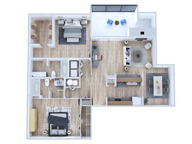 Two Bedroom Floor Plan | Apartments Midland TX | Advenir at The Meadows