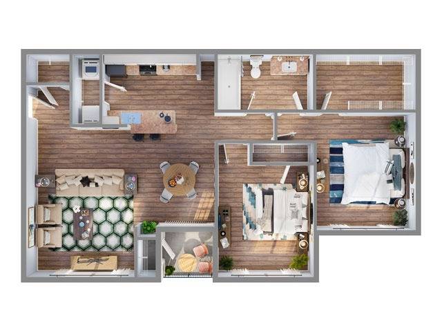 2 Bedroom Floor Plan | Baytown Texas Apartments | Advenir at the Preserve