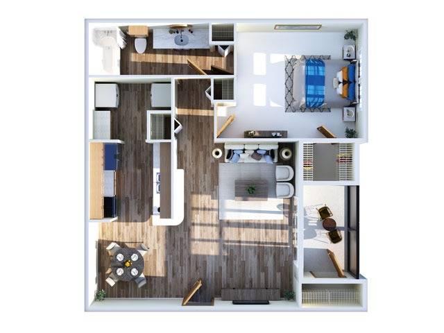 One Bedroom renovated Floor Plan | Apartments Ocoee FL | Advenir at The Oaks