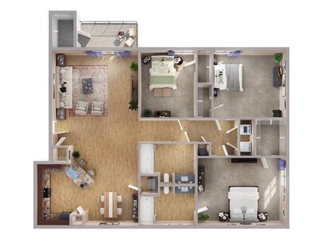 3 Bedroom Floor Plan | Apartments In Richmond Texas | Advenir at Grand Parkway West