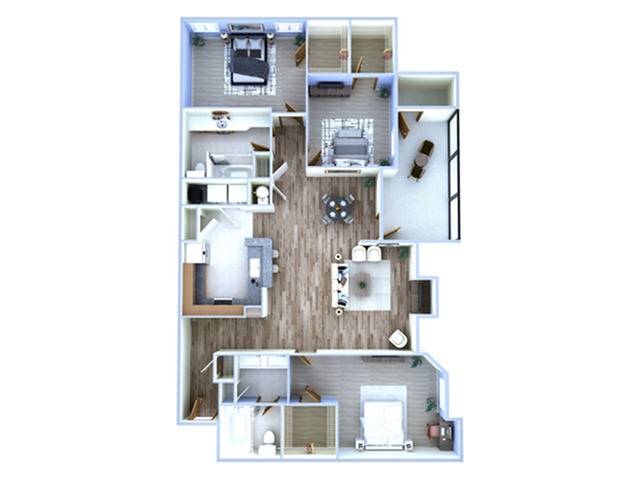3 Bedroom Floor Plan | Sugar Land Texas Apartments | Advenir at Woodbridge Reserve