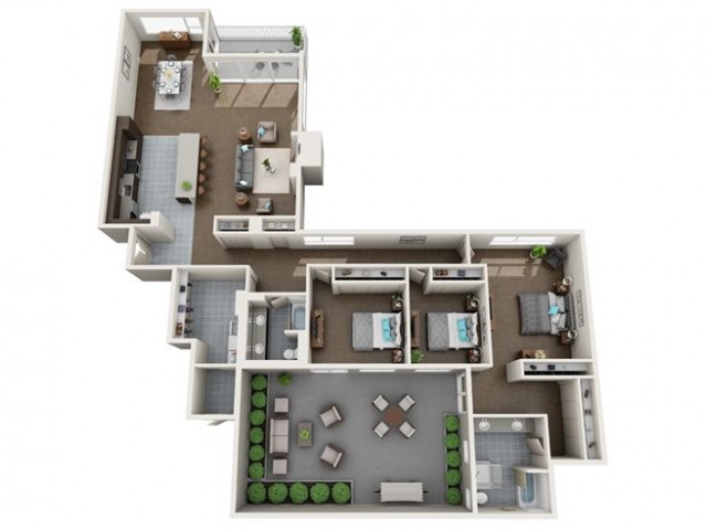 Penthouse Three Bedroom With Atrium