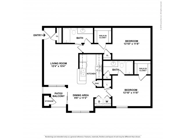 B2 | 2 Bed Apartment | Cambridge at Hickory Hollow Apartments