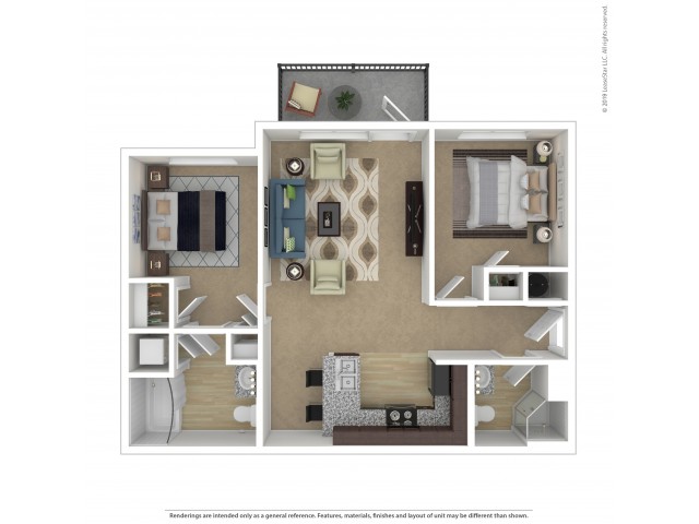 2 Bdrm Floor Plan | 3 Bedroom Apartments In Beaverton Oregon | Element 170
