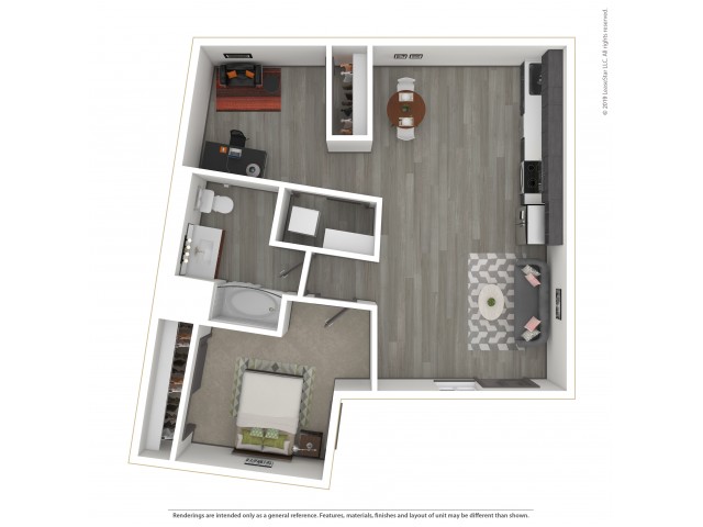 1 Bedroom Floor Plan | Apartments For Rent In Portland, OR | Sanctuary Apartments