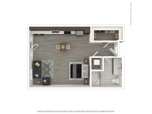 Studio Floor Plan | Apartments For Rent in Seattle, WA | Pratt Park Apartments