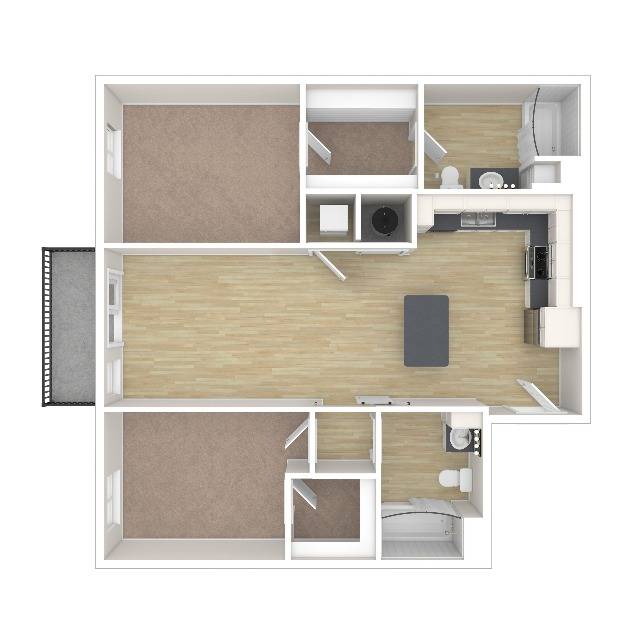 2 Bedroom Floor Plan | Apartments For Rent In Everett WA | Helm