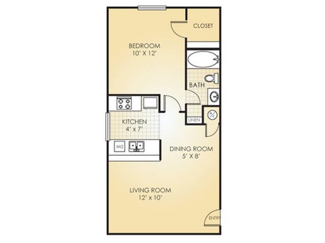 One Bed, One Bath, 550 Square Feet