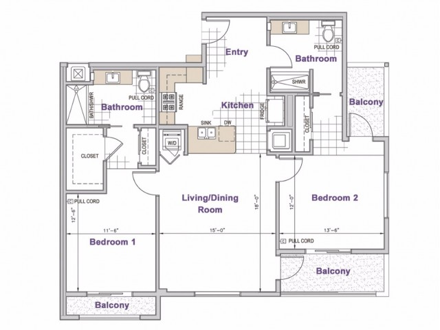 2 Bed Bath Apartment In San Diego Ca Casa Aldea At University 0 For The 2 Bed Bath D Floor Plan