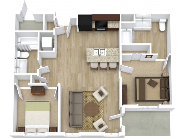 C1 is a 2 bedroom apartment layout option at Autumn Ridge.This 964.00 sqft ...