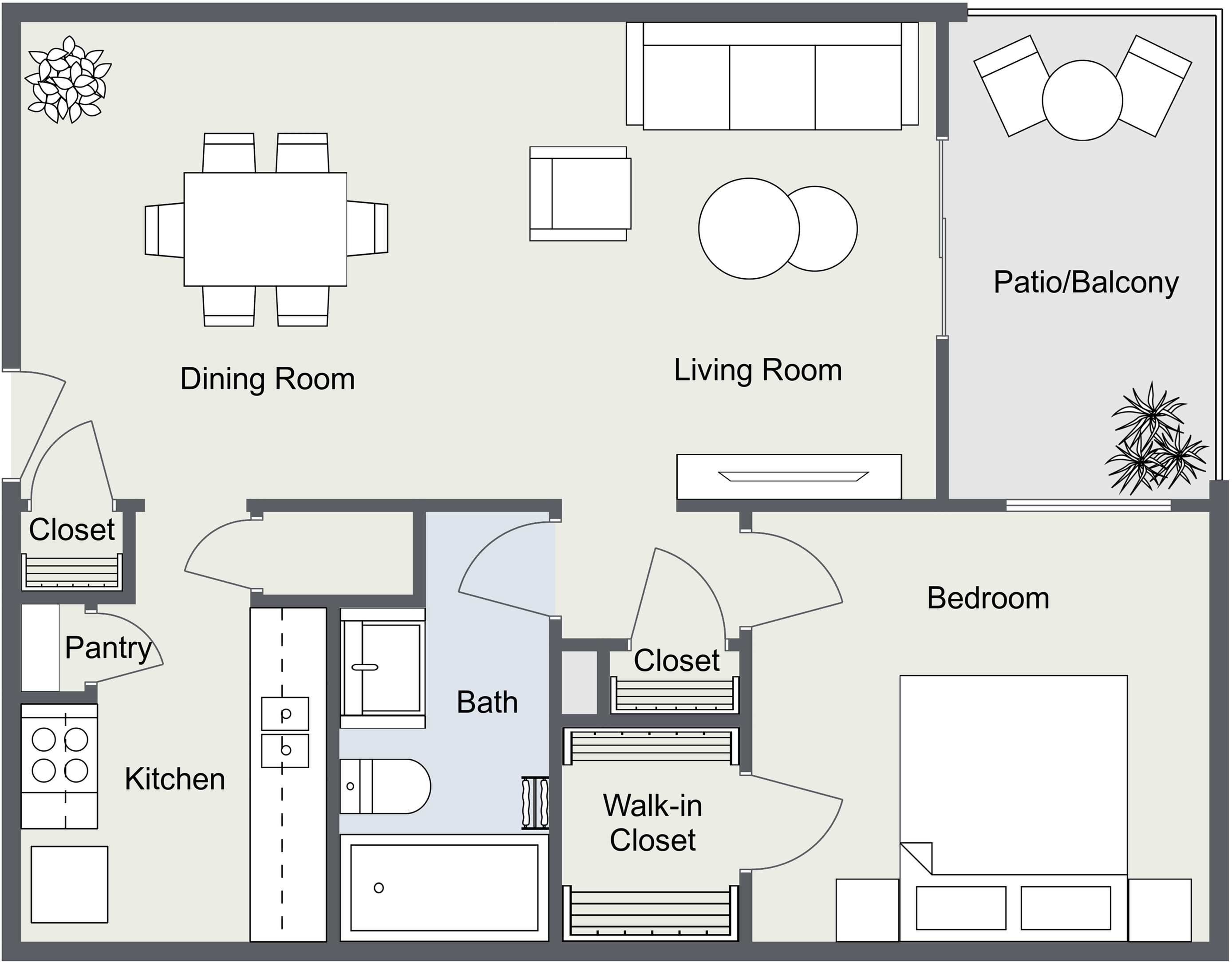 Floor Plan A3 1 Bed Apartment Trailwood Village Apartments