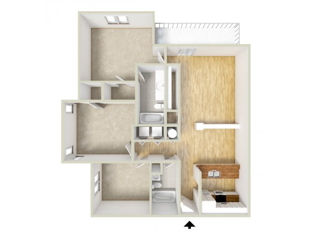 Mills - three bedroom floor plan