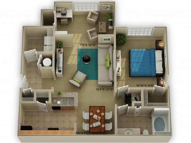 Photo of The Ridgecrest with Sunroom One Bedroom Floor Plan