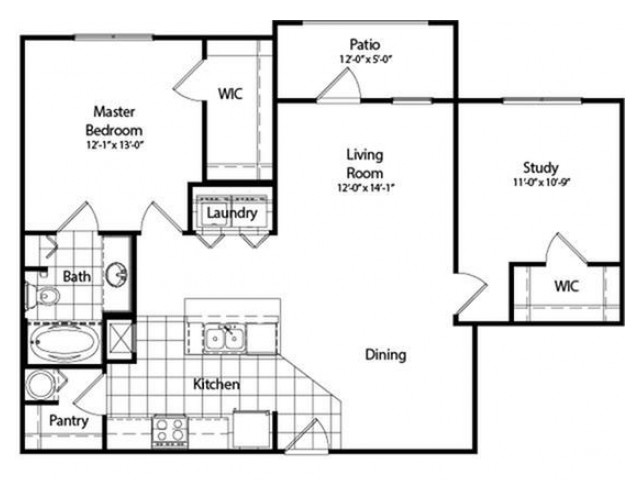 Two Bedroom Deluxe with Study | 1045 sqft
