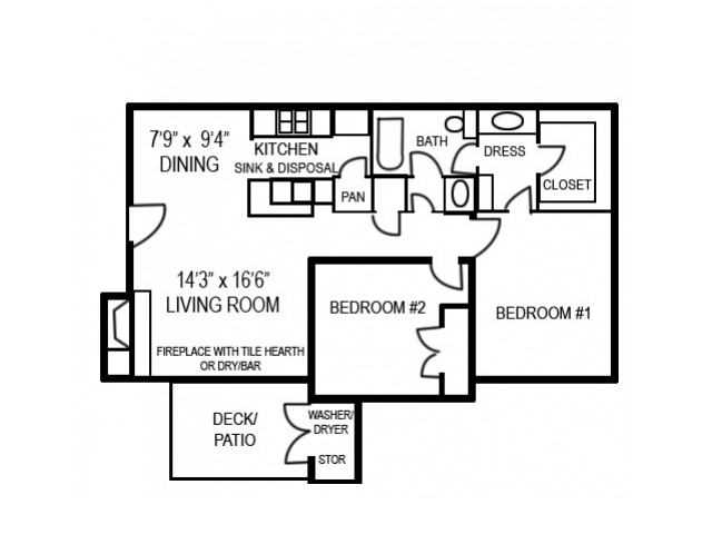 2 Bedroom Floor Plan | One Bedroom Apartments In Austin Tx | Stoney Ridge