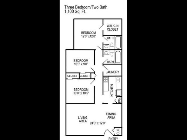 Three Bedroom | Two Bathroom | 1100 sqft