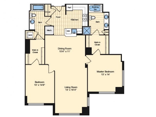 2 Bdrm Floor Plan | Apartments In Alexandria VA 5 | Carlyle Place
