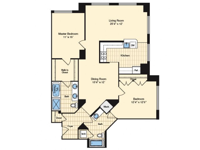 2 Bdrm Floor Plan | Apartments In Alexandria VA 6 | Carlyle Place