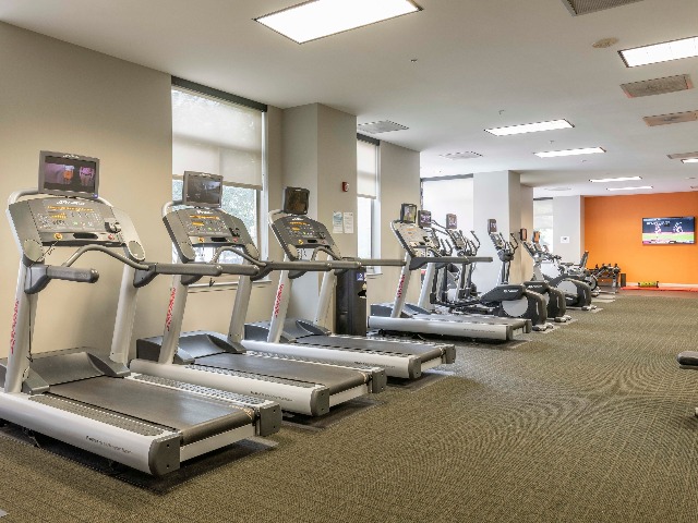Large Fitness Center with Treadmills and Weight Stations| Meridian at Ballston Commons