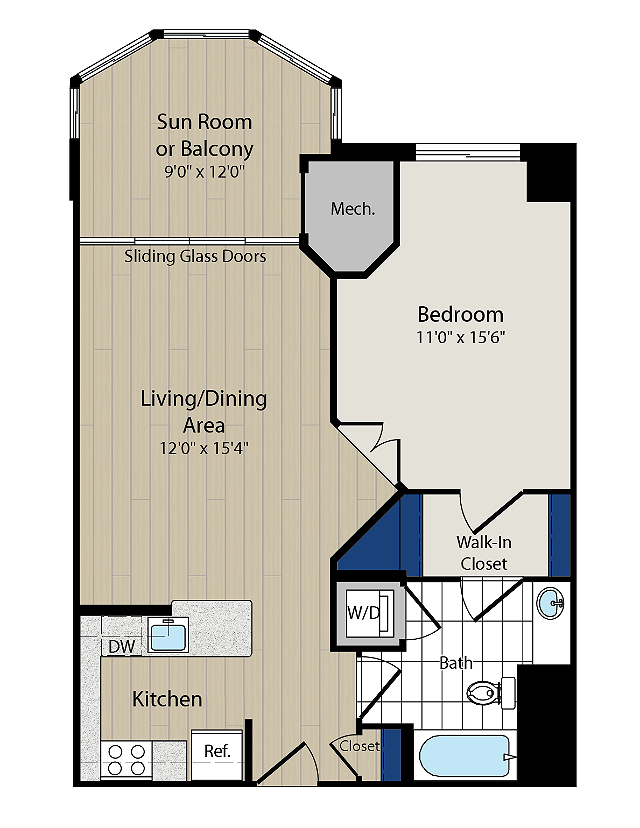 Floor Plan 1 | Luxury Apartments In Arlington VA | Meridian at Ballston Commons