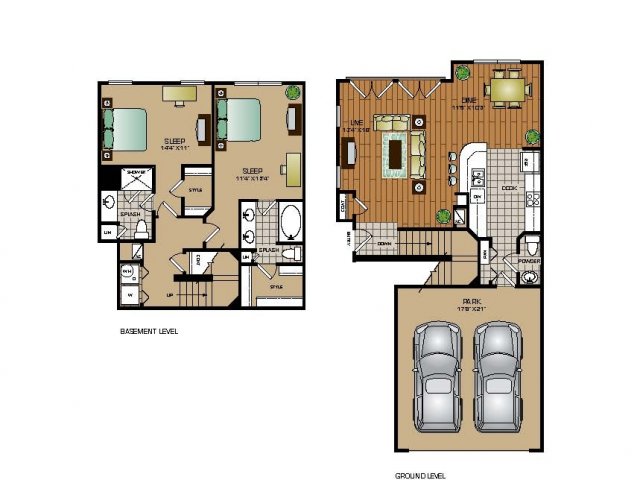 Two Bedroom Two And A Half Bathroom Townhome With Attached Garage