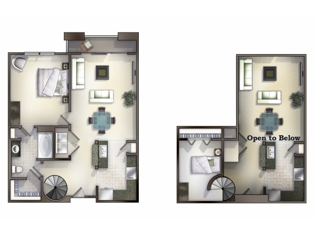 A6,7, 8 two bed, one bath with one bedroom upstairs and balcony