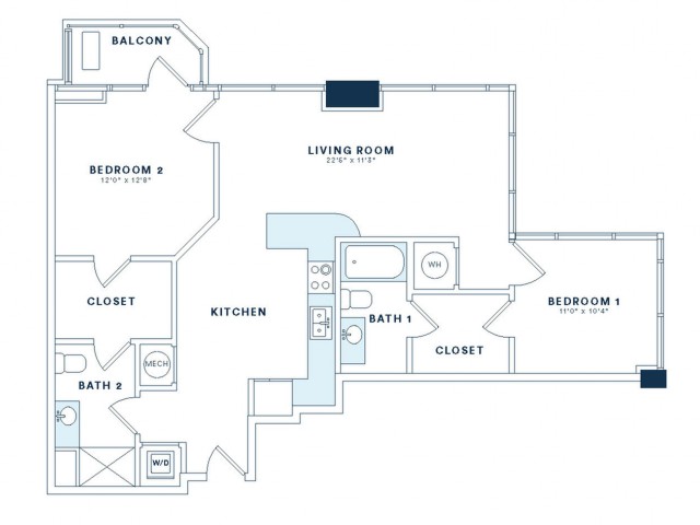 Two Bedroom Two Bath Kitchen Pantry Coat Closet Living Room