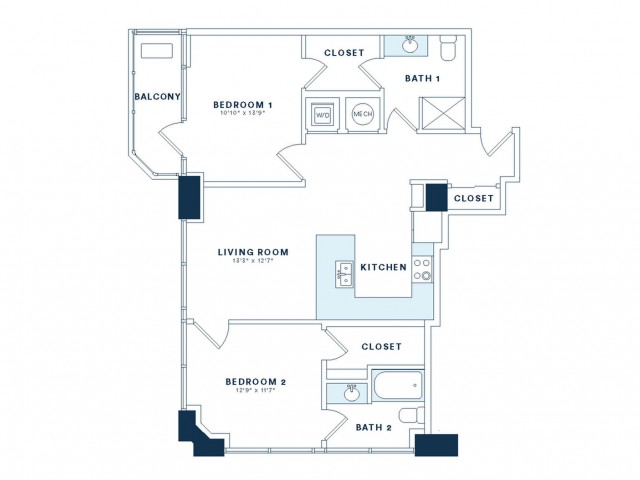 Two Bedroom Two Bath Kitchen Pantry Coat Closet Living Room