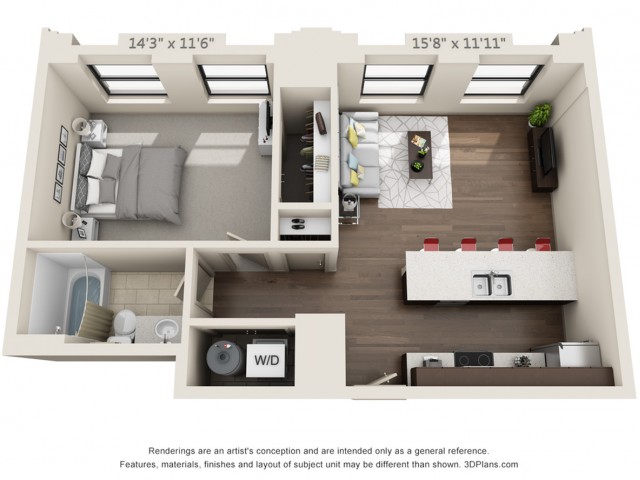 A03-ONE BEDROOM/ ONE BATH-648 Sq. Ft.