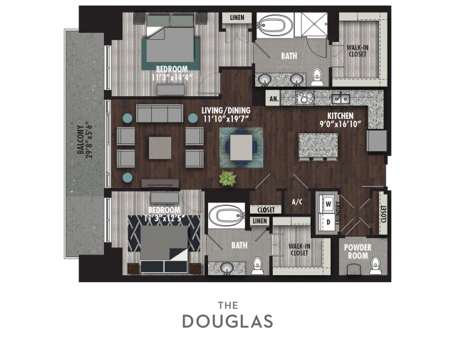 Two Bedrooms Two And A Half Bathrooms 1380 Square Feet En
