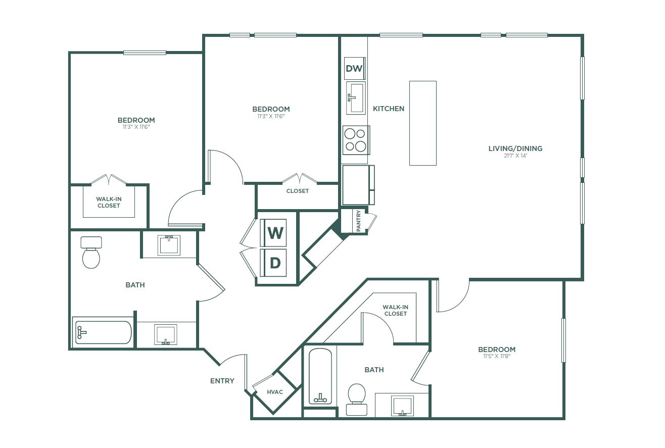 3 Bed 2 Bath Apartment In Austin Tx Crestview Commons