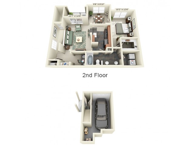 One Bedroom One Bathroom floor plan
