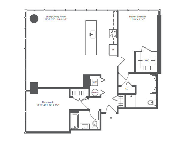 1B1 - TWO BEDROOM TWO BATHS