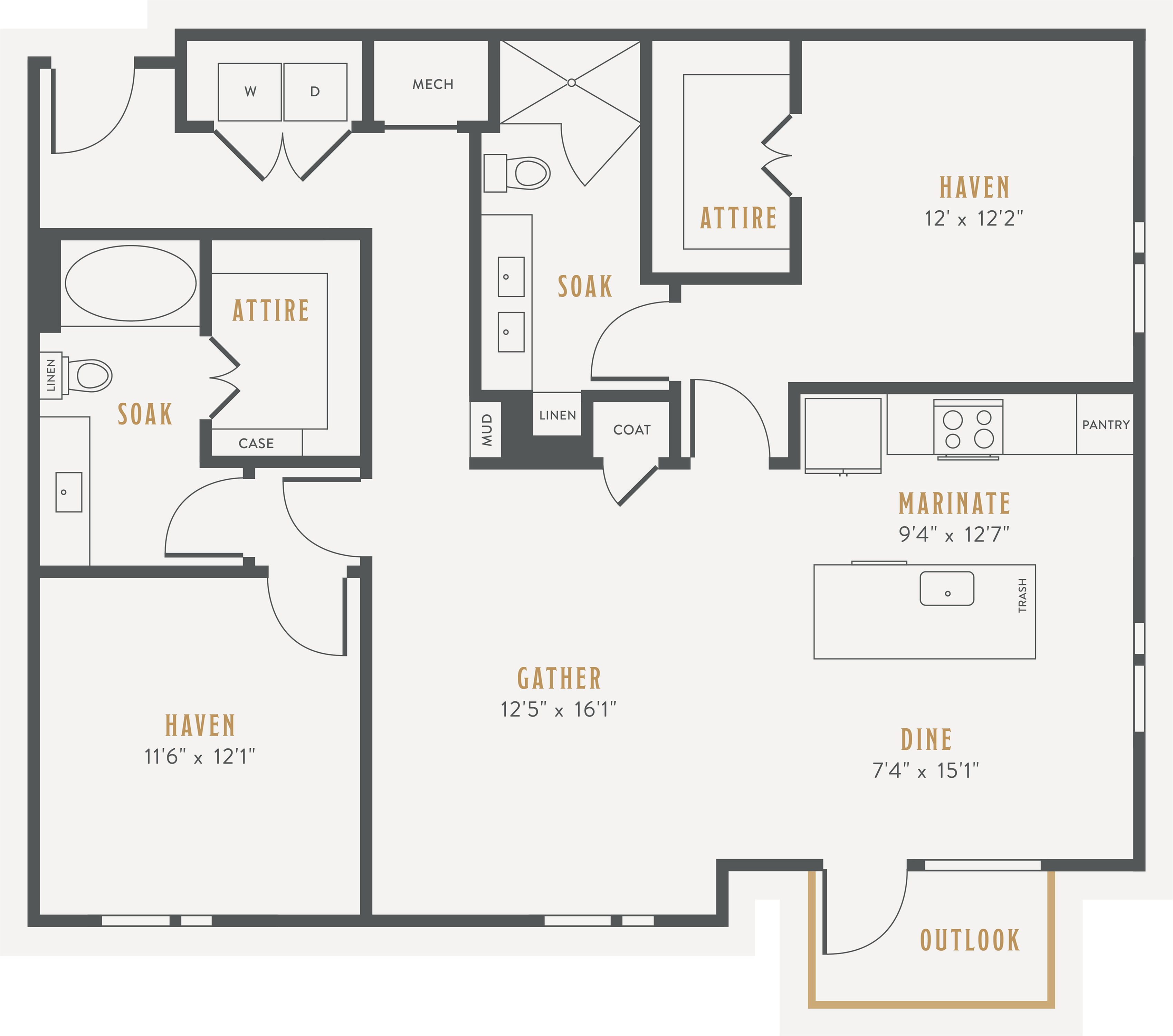 Two Bedroom Two Bath Kitchen Pantry Coat Closet Living Room