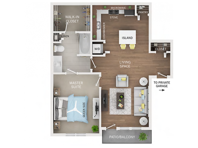 One Bedroom One Bath A3 1 Bed Apartment Oakcliff