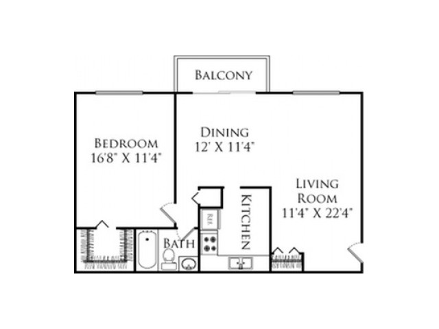 1 Bedroom Floor Plan | Apartments For Rent In Fall River MA | South Winds